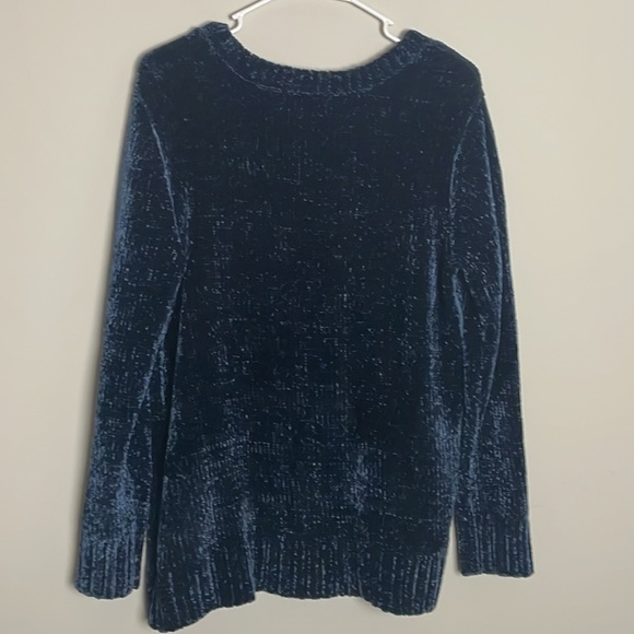 Orvis Navy Blue Chenille Knit Long Sleeve Crew neck Sweater- Large - Picture 2 of 13
